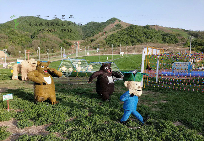 稻草工藝品卡通造型熊出沒