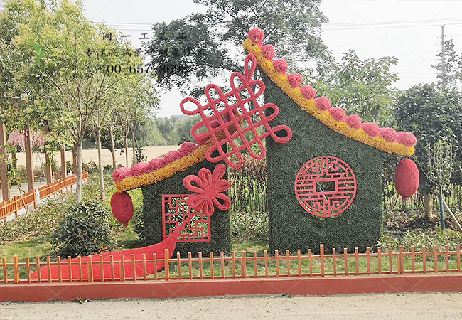 仿真綠雕福臨門造型