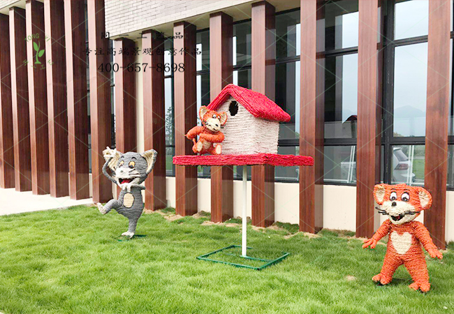 稻草工藝品貓和老鼠造型案例