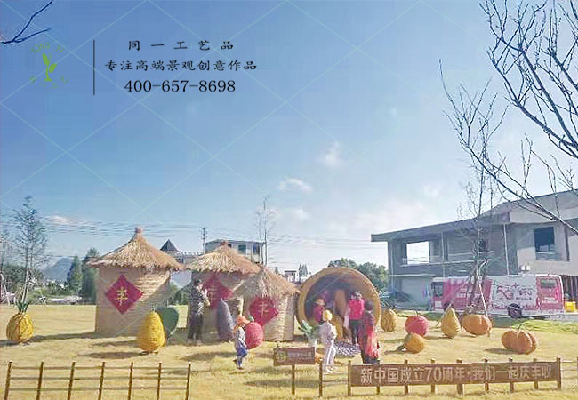 浙江建德稻草工藝品五谷豐登組合造型 浙江建德稻草工藝品五谷豐登組合造型