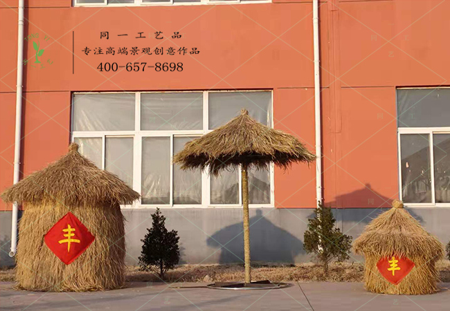 稻草工藝品大小糧倉造型