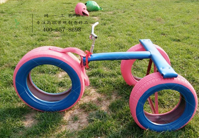 輪胎工藝品小三輪車造型